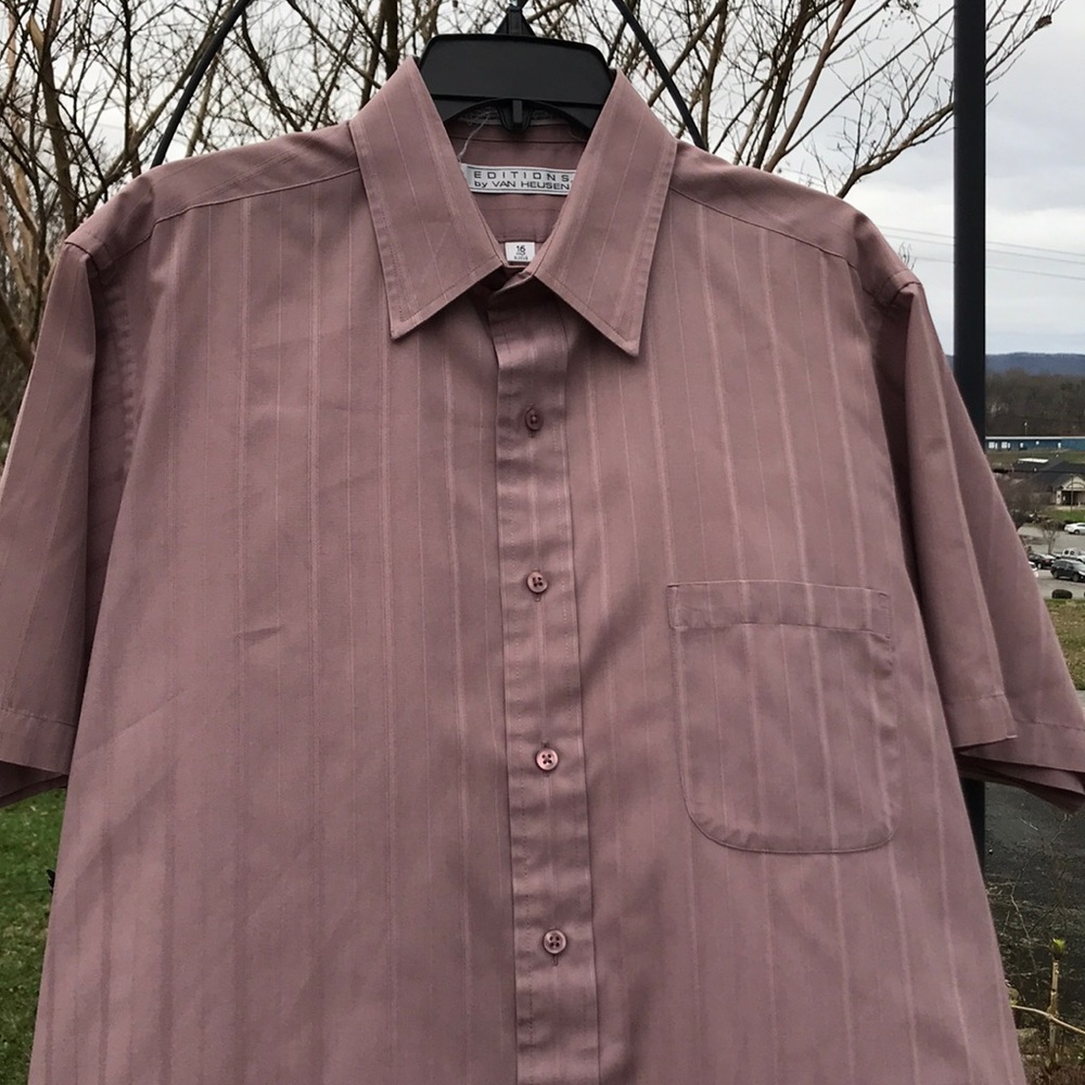 Editions by Van Heusen Men’s Short Sleeves Purple Dress Shirt 16